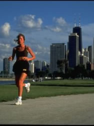 Jogging on lakefront in Lincoln Park
